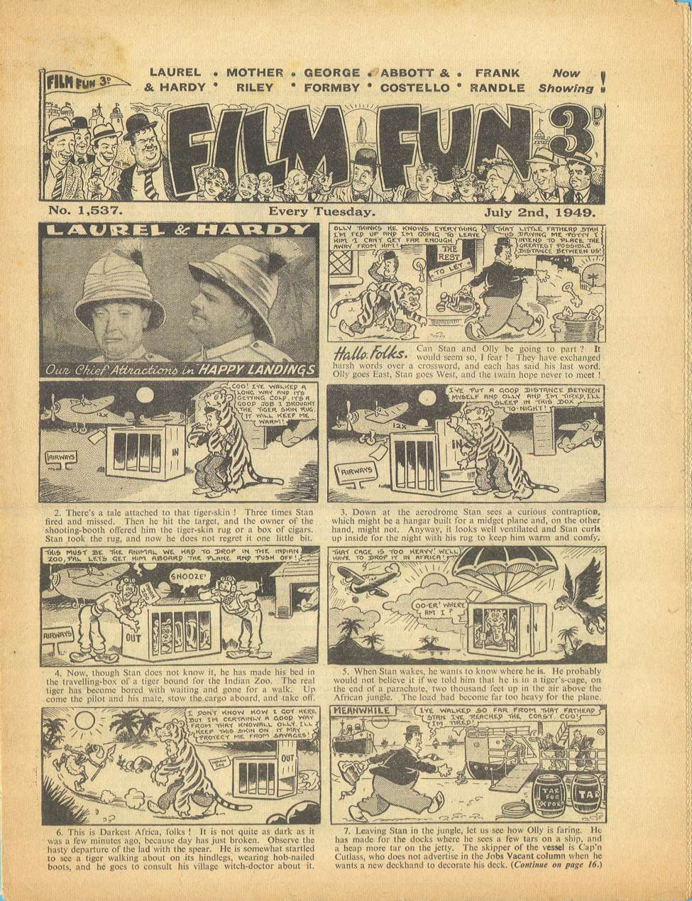Film Fun Comic Number 1537 July 2nd 1949